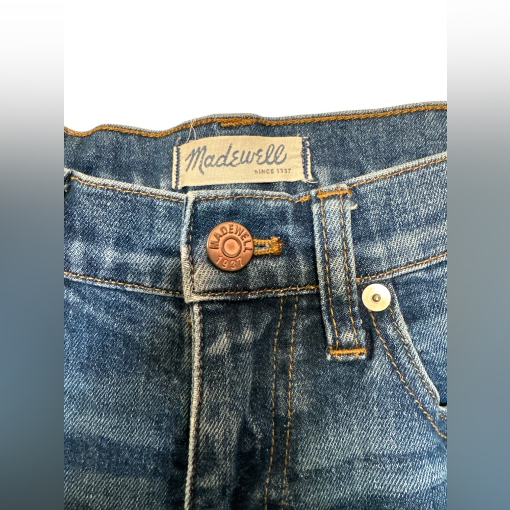 Madewell Distressed Medium/ Dark Wash Slim‎ Boy Jean, Size 24 - Picture 6 of 10